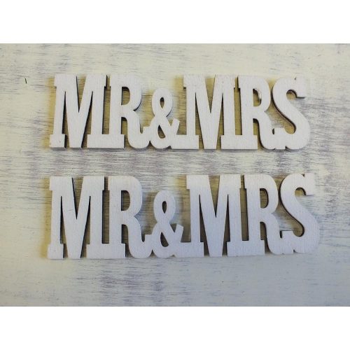 Fa "MR&MRS" felirat fehér 3x10,5cm 2db/csomag