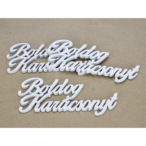 Boldog karácsonyt felirat fehér 15cm 3db/cs