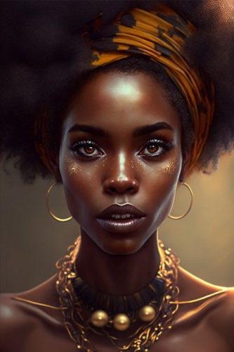 Afrikai nő aranyban vászonkép