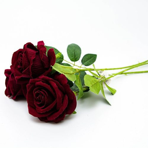 Bársony tapintású sötétbordó rózsa 50 cm