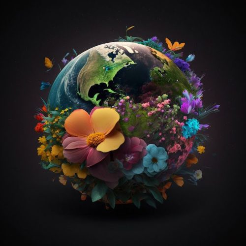 Bolygónk virágokkal vászonkép