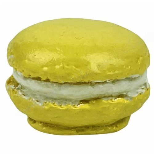 Polyresin macaron, sárga, 2x1,2 cm