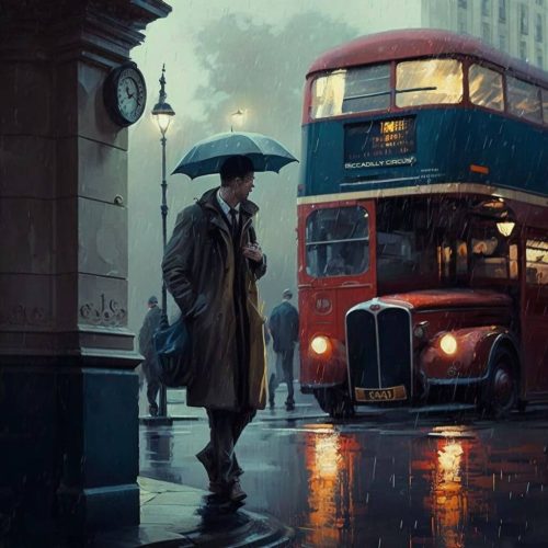 London esőben vászonkép