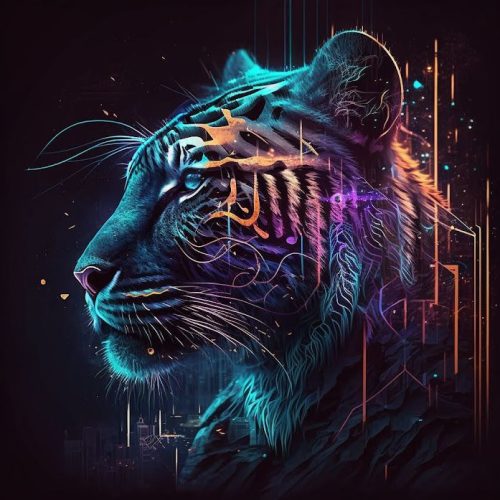 Neon tigris vászonkép