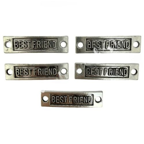 Fémköztes, Best friend, platina, 35x2x9 mm, 5 db/csomag