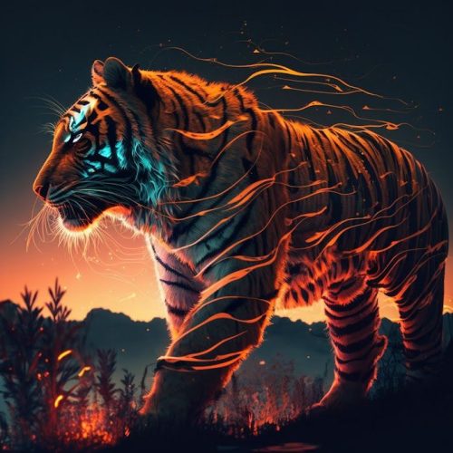 Tigris naplementében vászonkép