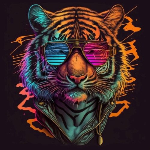Trendi neon tigris vászonkép