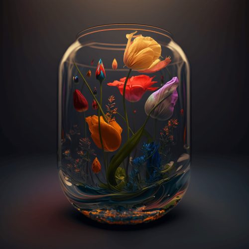 Virágok üvegben vászonkép