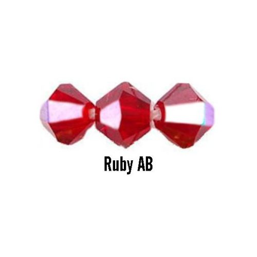 Kúpos kristálygyöngy, 4mm, ruby AB, 100 db/csomag