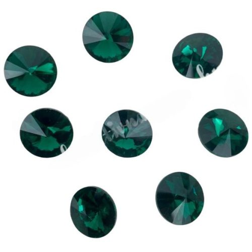 Kristály rivoli, emerald, 12mm, 8 db/csomag