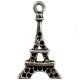 Strasszolható fémmedál, Eiffel-torony, platina, 13x2x24 mm, 10 db/csomag