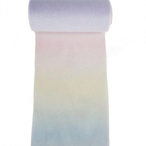 Glitteres tüll, sárga-rózsaszín-kék, 15 cm