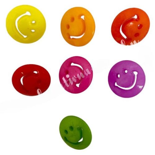 Műanyag fülesgomb, smiley, 24 db/csomag