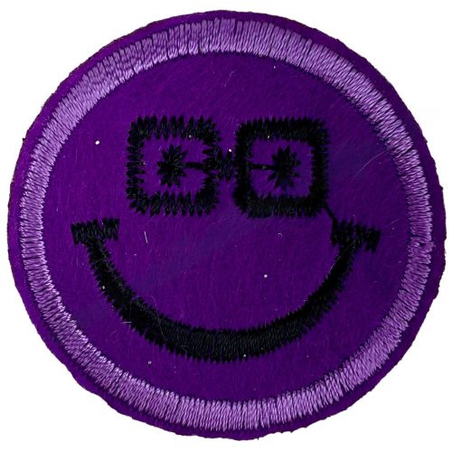 Vasalható matrica, smiley, lila, 4,5 cm